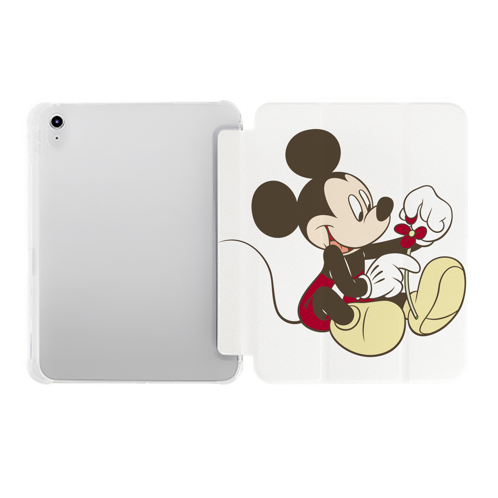（画像用） ミッキーマウス Mickey Mouse IPad ケース ペン収納付き 三つ折りスタンド PUレザー×シリコン 対応機種9.5/10.5/10.9インチ